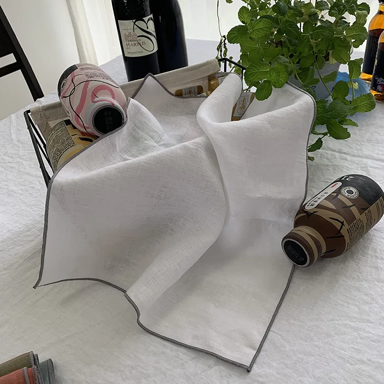 2022 Pure Color Linen Napkins Washed Linen Napkins Multi-Color Can Be Customization