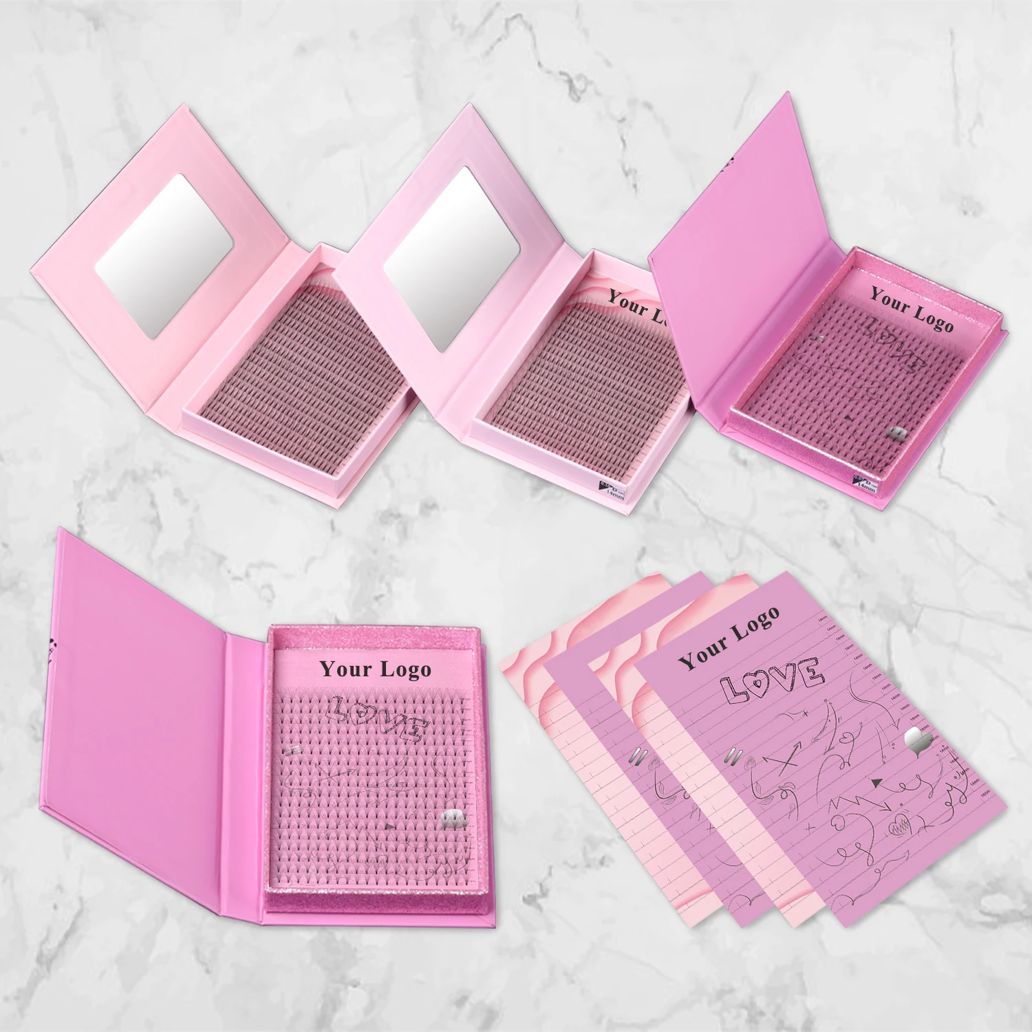 Готовые ресницы веер смешанной длины корейские ПБТ готовые короткий стержень темные черные для наращивания