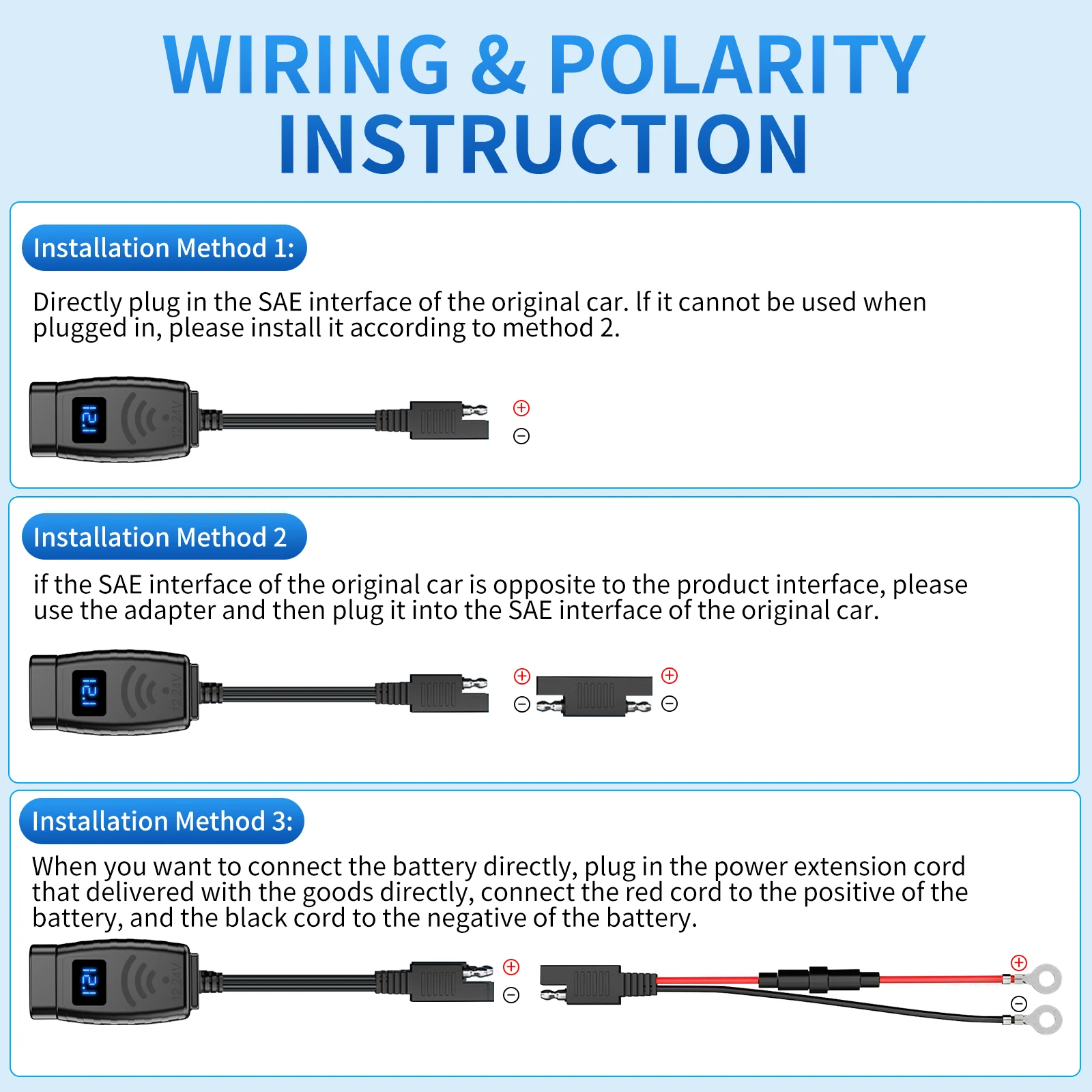 Motorcycle USB Charger QC3.0 Handlebar Fast Charging Waterproof 12V Socket Adapter With Voltmeter