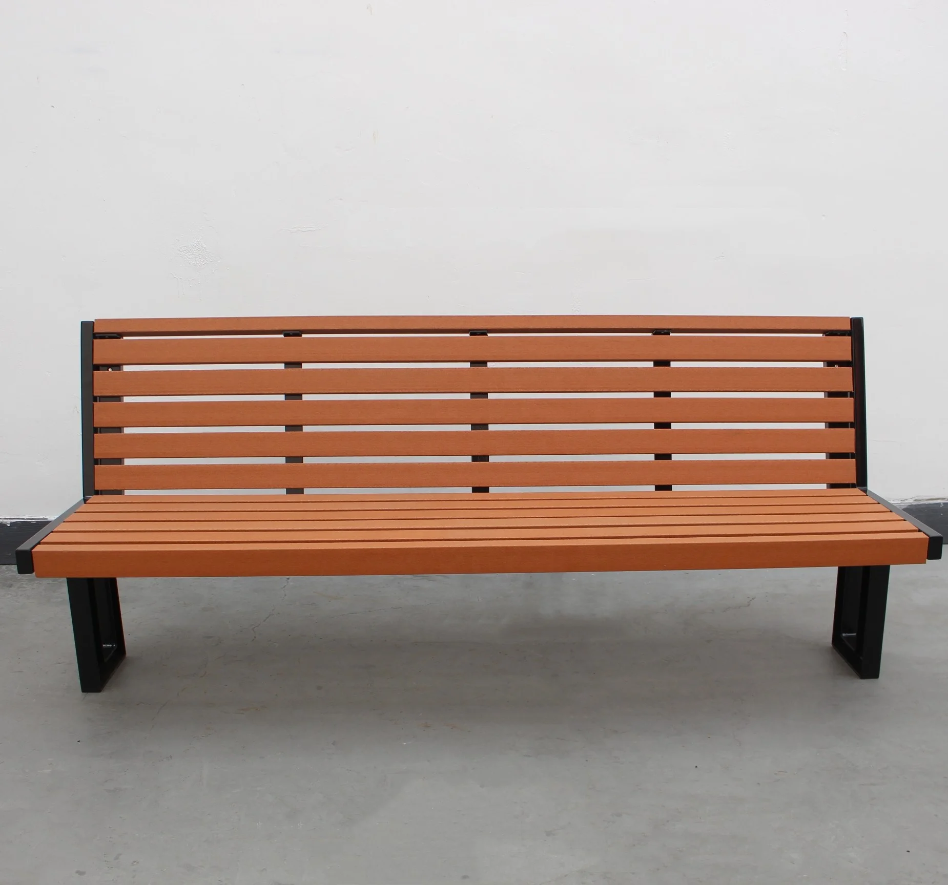Gavin 6 feet long steel and recycle plastic composite wood slats outdoor wooden garden benches seats outside park furniture