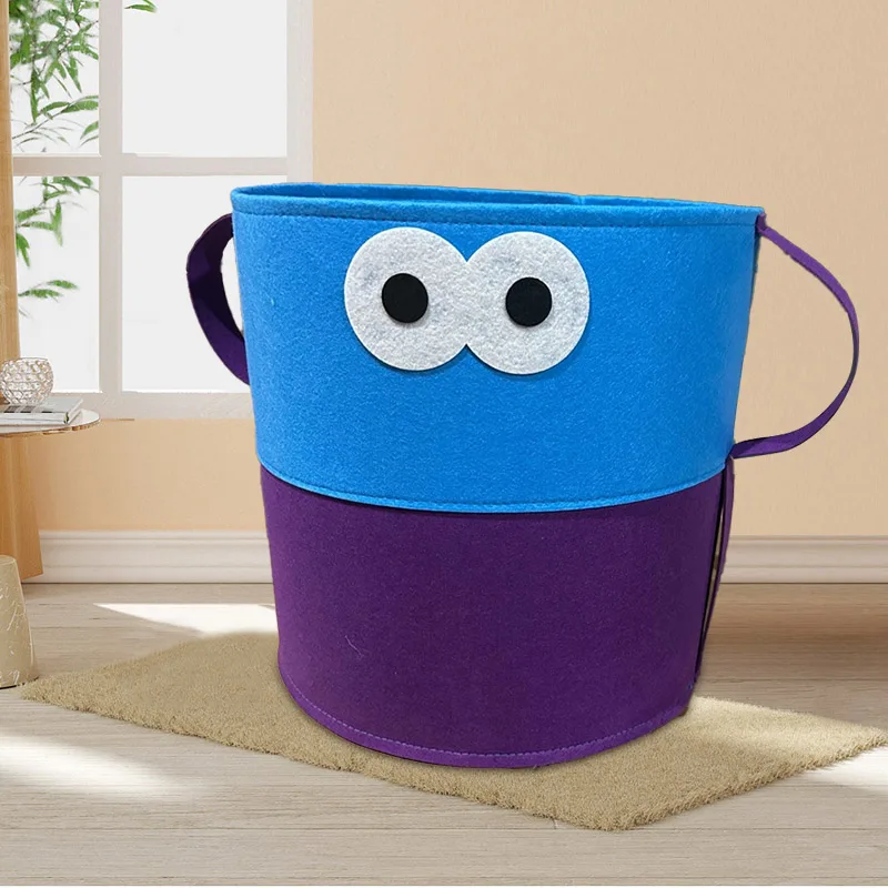 Cartoon Children Toys Storage Basket Laundry Basket Wholesale Felt Clothing Storage Boxes & Bins Europe White Green Round