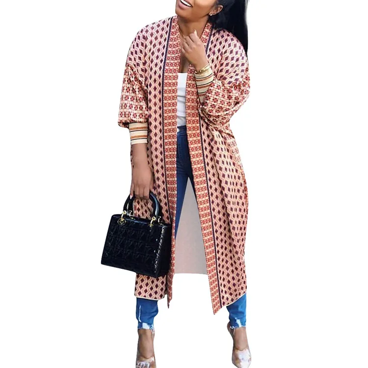 
Knitted women long jacket leopard coats cardigan sweater 