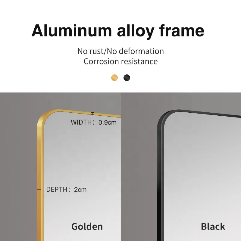 Full length wall mounted  metal framed full size length  dressing room standing floor mirror with light