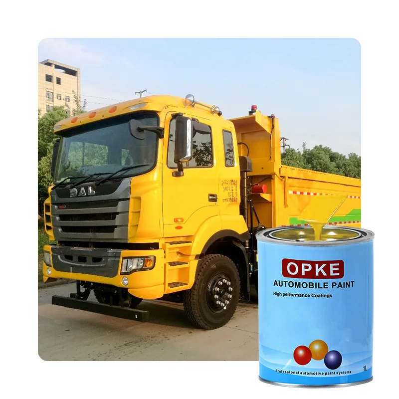 OPKE brand High gloss1K medium yellow refrigerated transport vehicle paint with good leveling performance and adhesion car paint