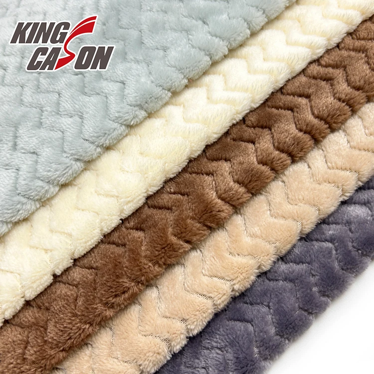 KINGCASON Popular Designs Anti-Static Plain corrugated jacquard flannel fleece fabric For  Adults Nightclothes Pyjamas