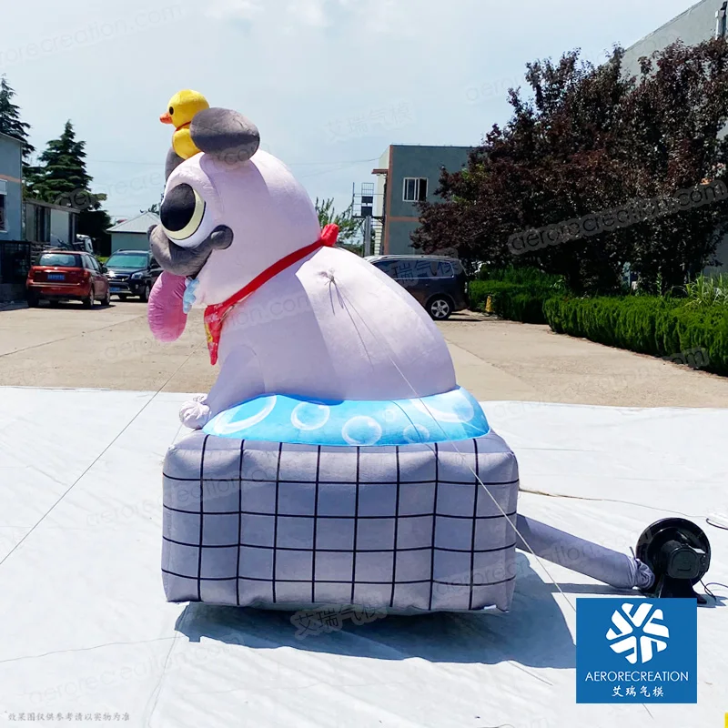 2m Events Customized Inflatable Cartoon Bulldog with Stage Funny Decorative Inflatable Cartoon Mascot