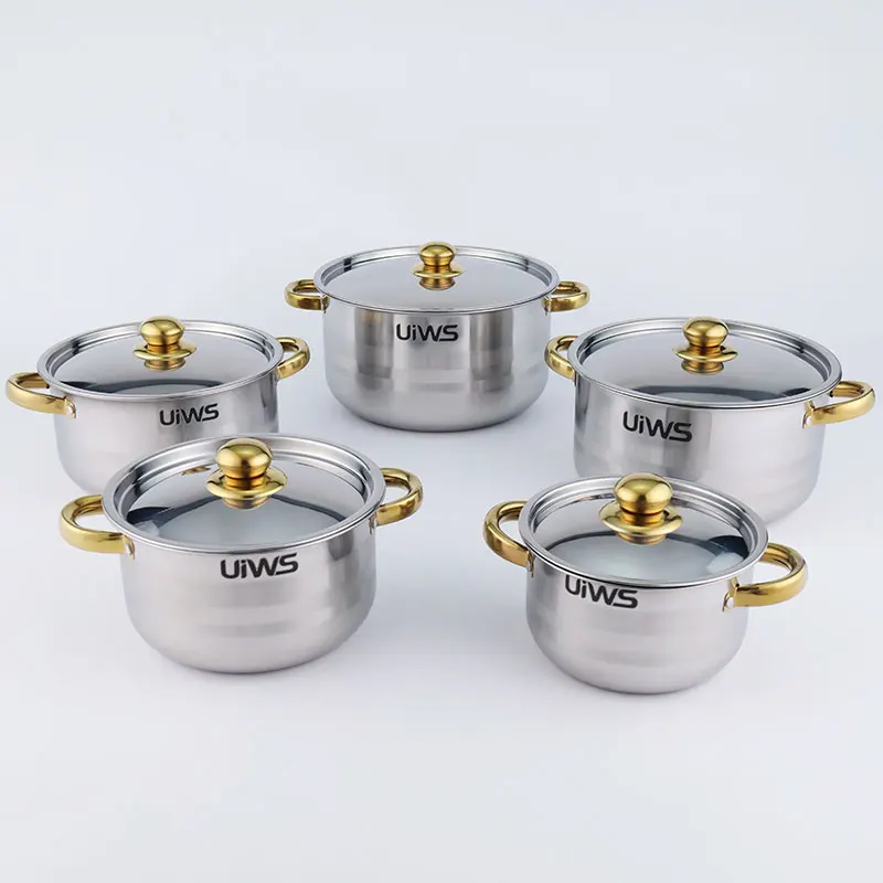 10pcs Cooking pot set stainless steel cookware set kitchen soup pot set