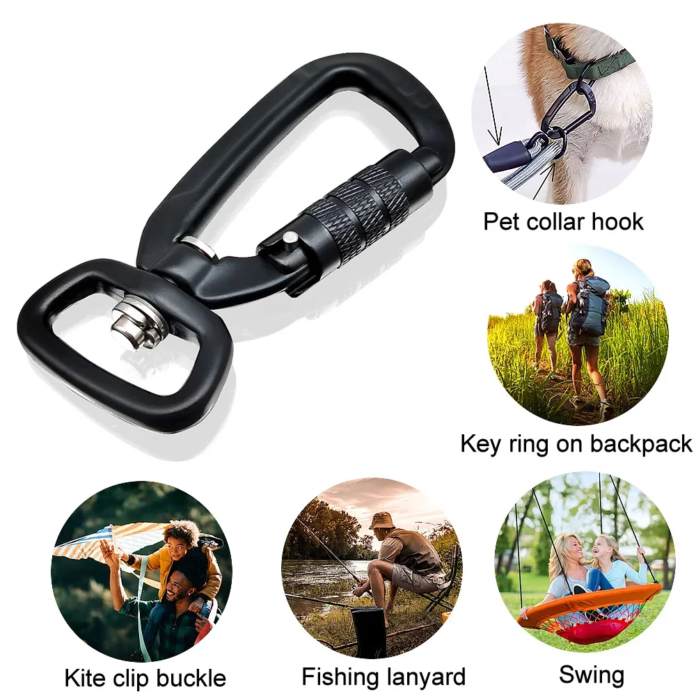2023 Multifunctional D-Type Swivel Locking Carabiner, Rotating Carabiner Hook Clip for Dog Leash, Hammock, Camping, Hiking