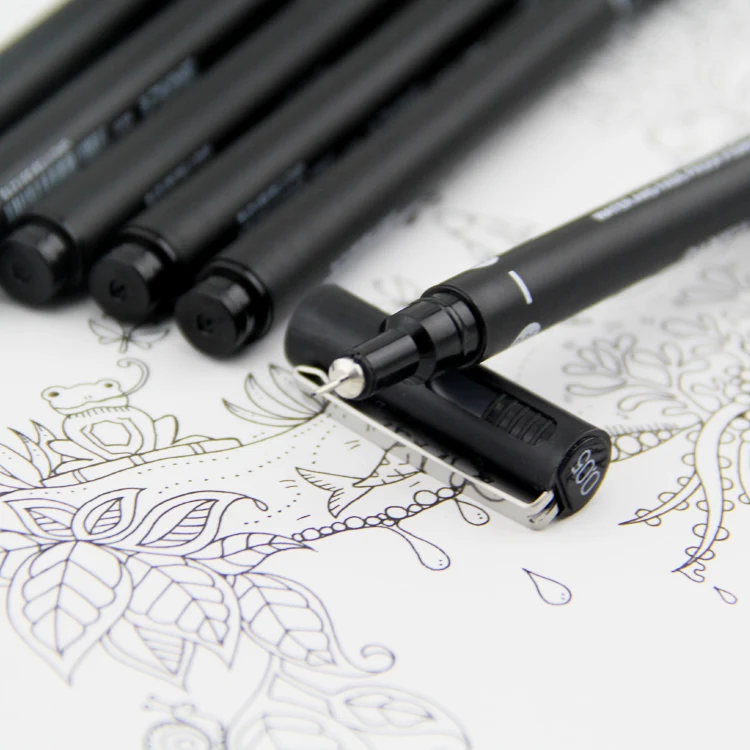 12 видов цветов Цветные микронные водонепроницаемые нетоксичные пигментные чернила ручка для рисования