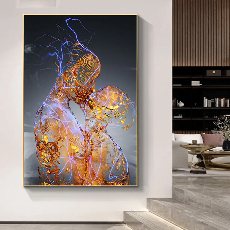 Dongjin Nordic Portrait Paintings Corridor Decoration Kiss Lover Canvas Art Poster Paintings