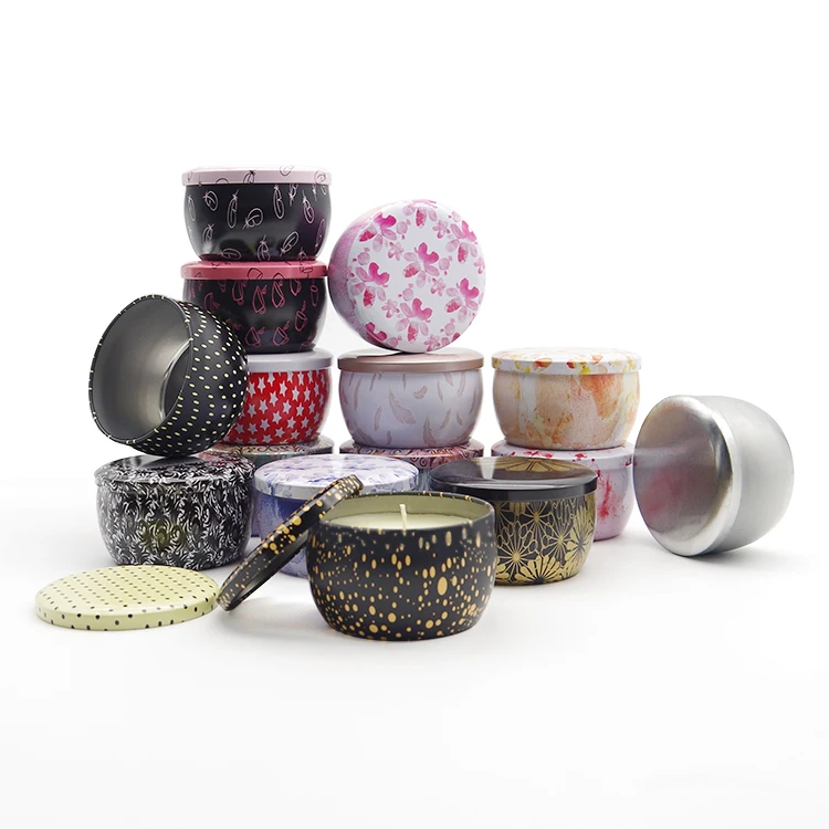 Stock Low Moq Christmas Travel Candle Tin Box Mini 80ml Personalized Small Scented Soy Candle Tin Cans For Candle Making