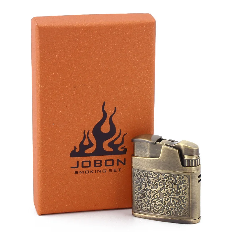 Wholesale Jobon Brand Single Flame Cigarette Lighter CUSTOM LOGO heating coil windproof portable metal cigar jet lighters