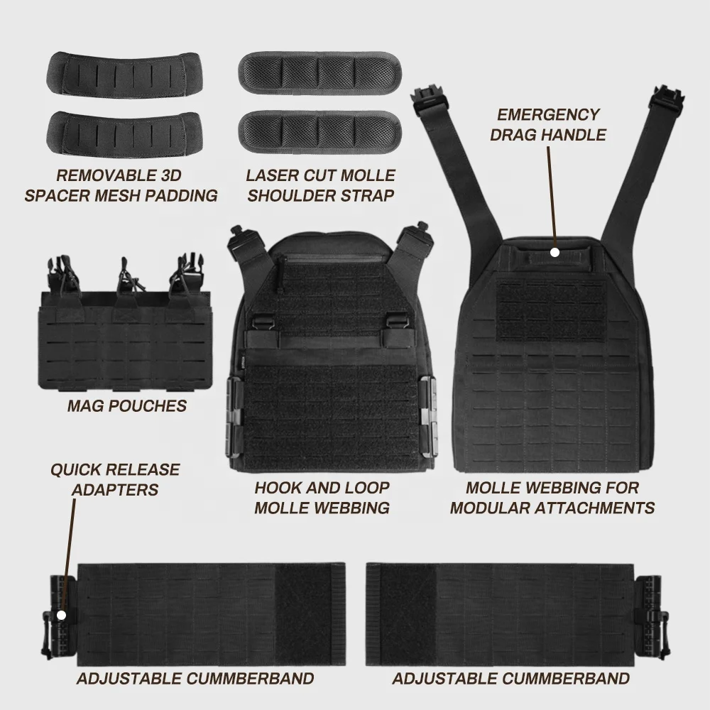 PTG Plate Carrier 500D Nylon Tactical Vest Full Body Protection Chaleco Tactico Personal Protective Molle Vest Tactical