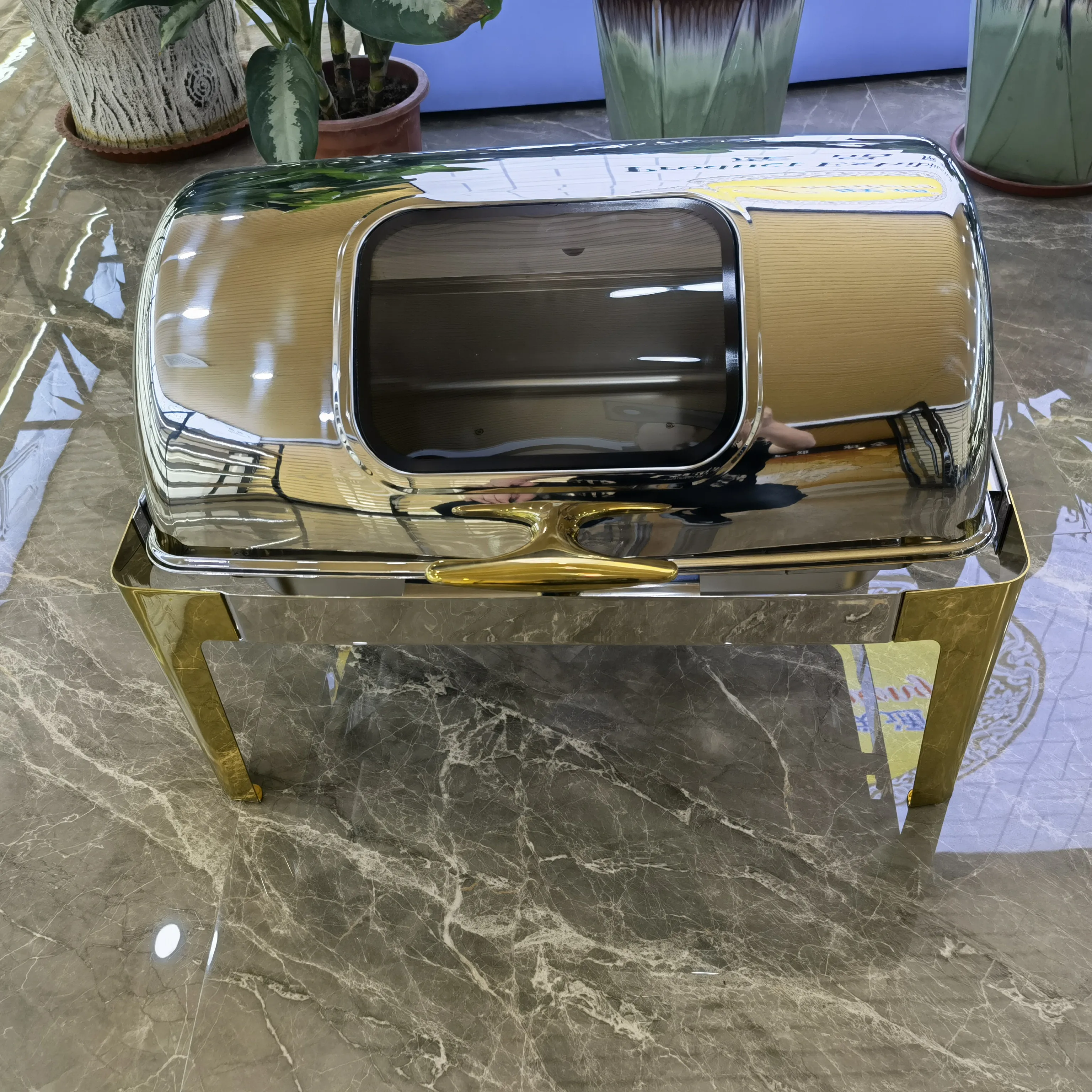 9L Chafer Hot Food Display Warmers Mirror Cover Polish Box Frame Surface Commercial Hotel Buffet Food Warmer