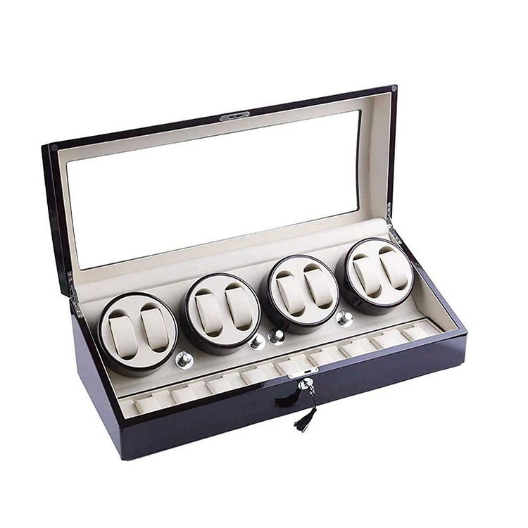 customised private safe luxury modern slide automatic rotating winder watch gift packaging wooden leather storage boxes & cases