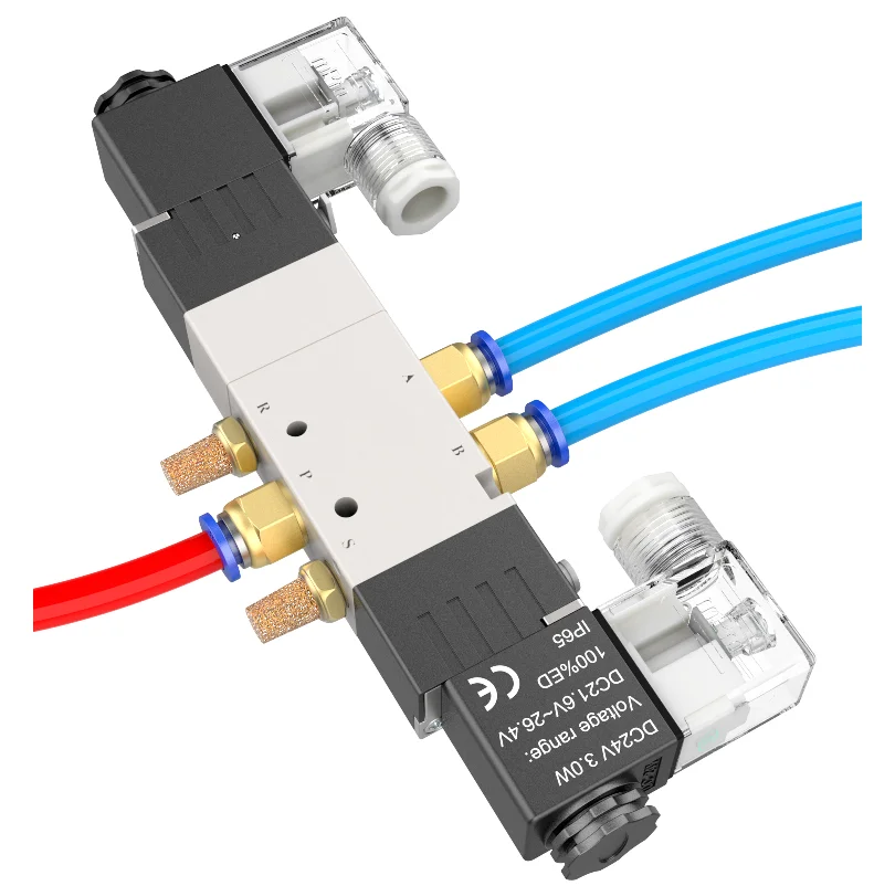 manufacturing standard Center closed 4V330-10 BSP NPT3/8 24v solenoid valve pneumatic 5/3 double 5 way 3 position solenoid valve