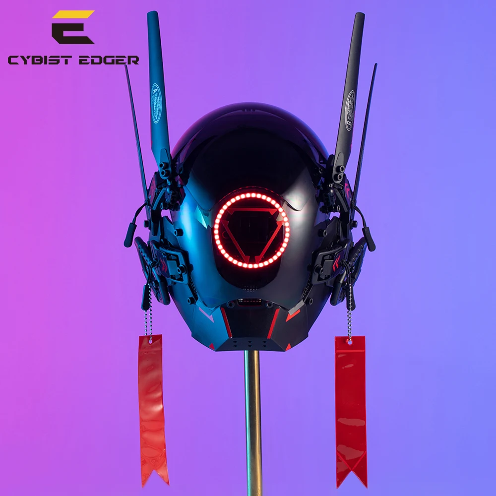 CYBER09 Glowing cyberpunk lightsaber transformed into role-playing Halloween masks futuristic jumping cool led party mask