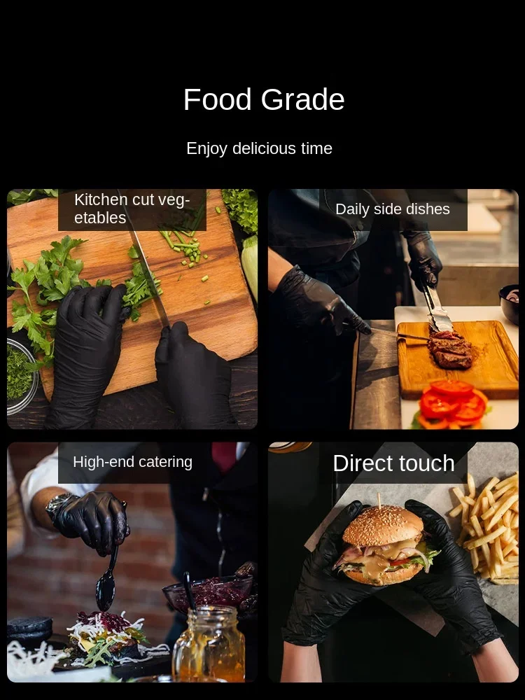 Household gloves auto repair oil-proof thickening rubber non-slip oil-resistant disposable Black Nitrile Gloves