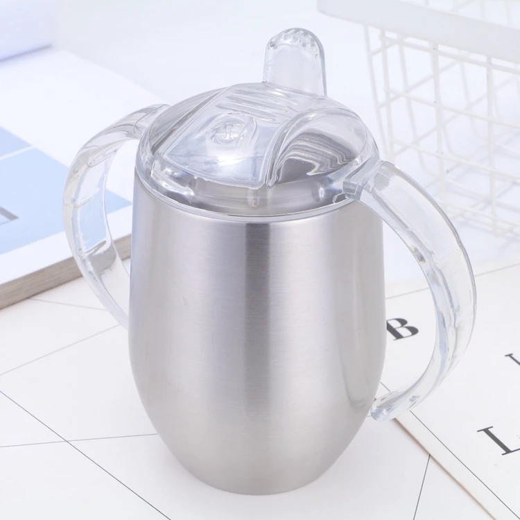 Watersy sublimation 12 oz Sippy kids Cups Baby Pacifier Egg Shape Feeding Cup Creative Spill Proof Tumbler With Handle BPA FREE