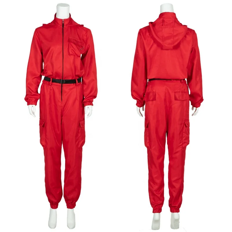 Children Adult Banknote House Dali Bodysuit Paper House Cosplay Halloween Mask Party Red Man Show Cos Game Suit