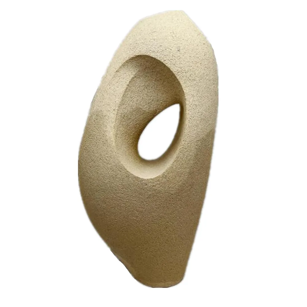 12 Inch Tabletop Decor Home Decoration Sandstone Effect Polyresin Flower Vase Clay Effect Resin Vessel with Handle