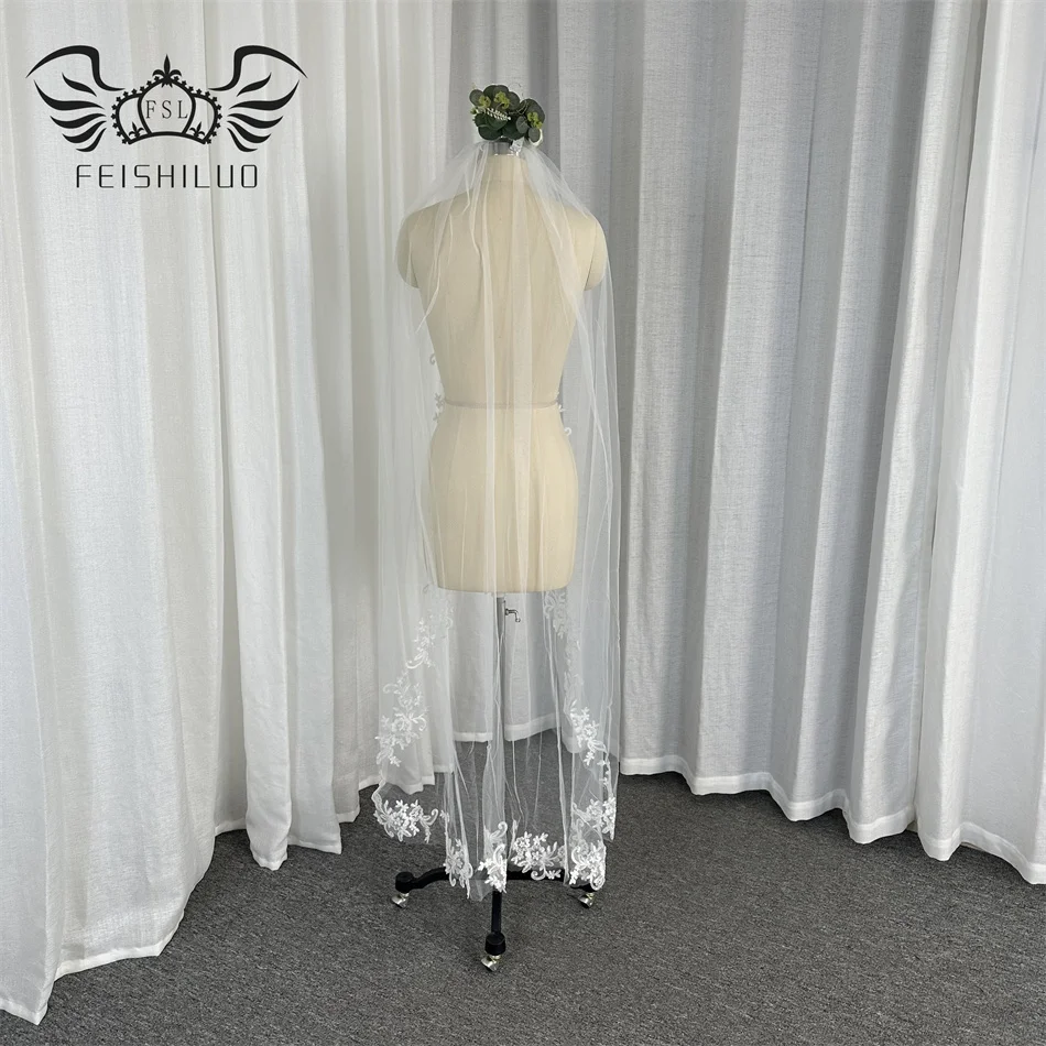 Feishiluo Wholesale  Luxury Long High Quality One -Layer Bride Veil Wedding Accessories Bridal Wedding Veil With Comb 150CM