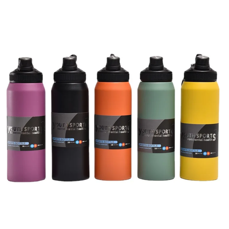 800Ml Outdoor Water Bottle With Cover Stainless Steel Space Pot Cup Large Capacity Wholesale Custom Logo Sports Thermos