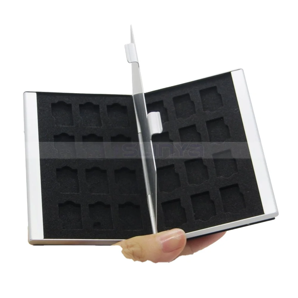 Leather Aluminum EVA 24 Micro SD TF Card Case Memory Card Storage Carrying Case Holder Protector