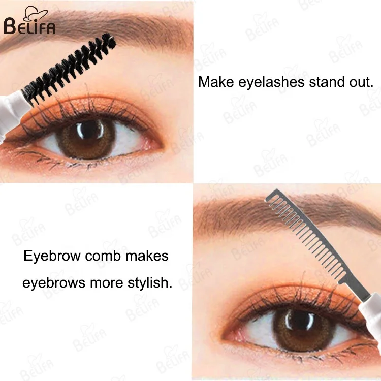 wholesale Customized Private Label double  side 2 in 1 mascara wand spoolie brush eye lash brow eyelash comb with cap cover lid