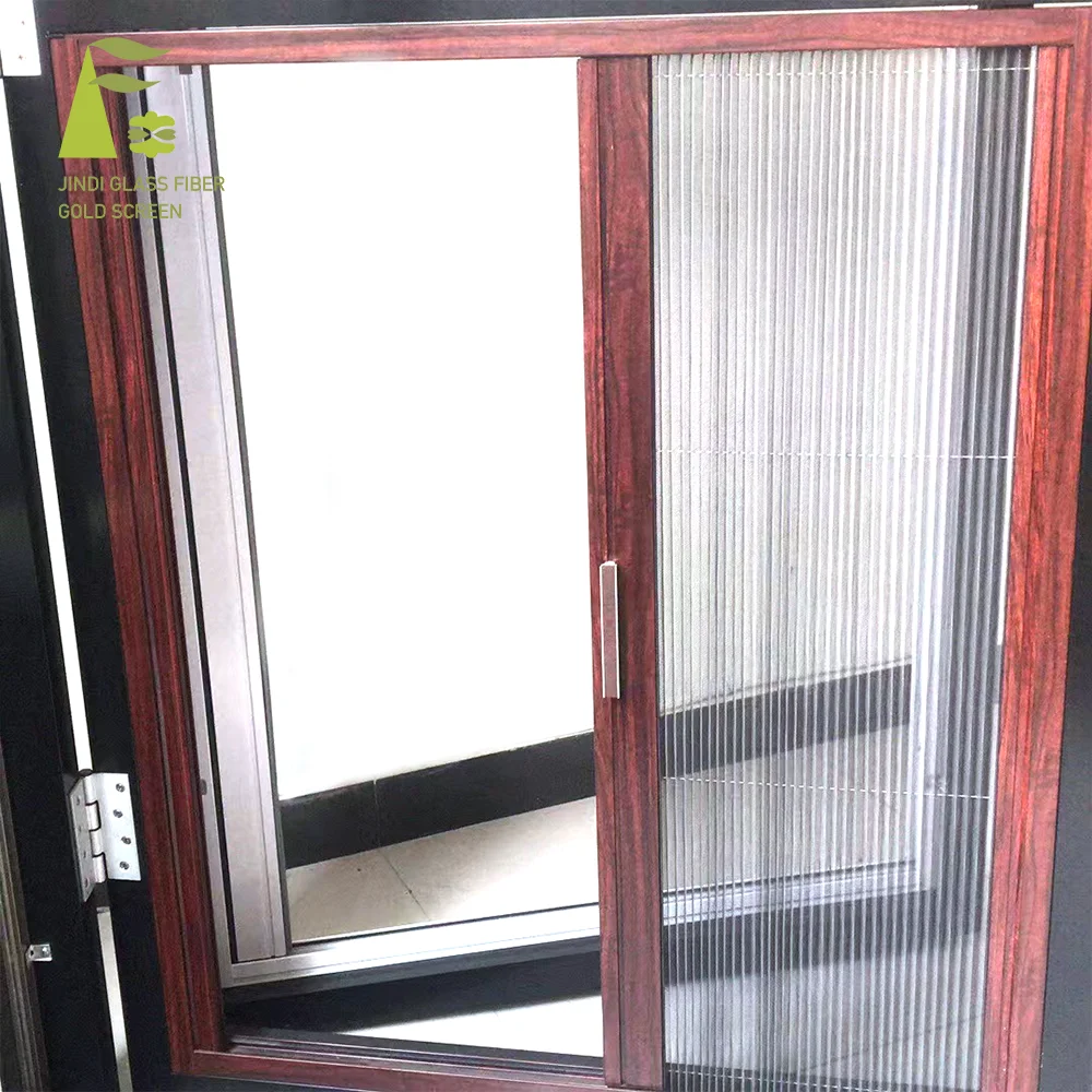 JINDI fiberglass polyester mixed PVC coating pleated mesh folding screen door pleated insect screen
