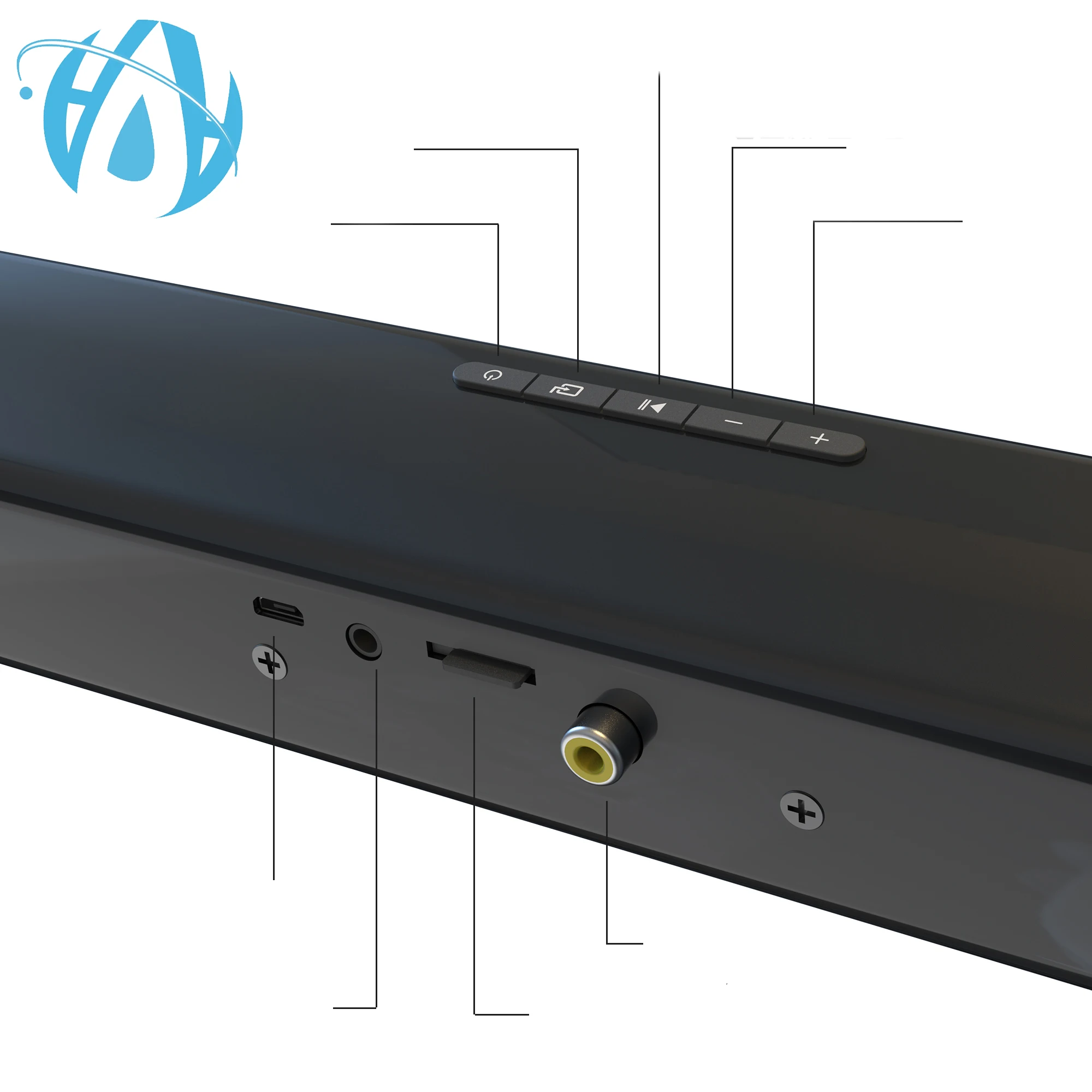 Good 22inch New arrival Speaker Home 2.0 Channel Black Bluetooth sound bar 20W with coaxial for TV