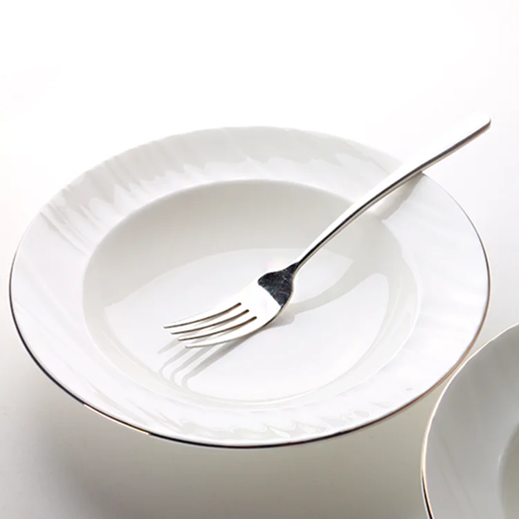 24 pcs dinnerware sets white gold rim bone china dinner set with best price