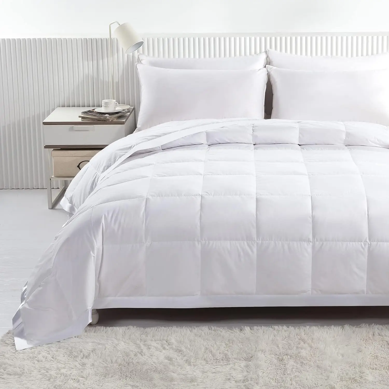 Lightweight Down Feather Blanket Summer Cooling Down Comforter Ultra-Soft Breathable Thin Bed Quilt Duvet with Satin Trim