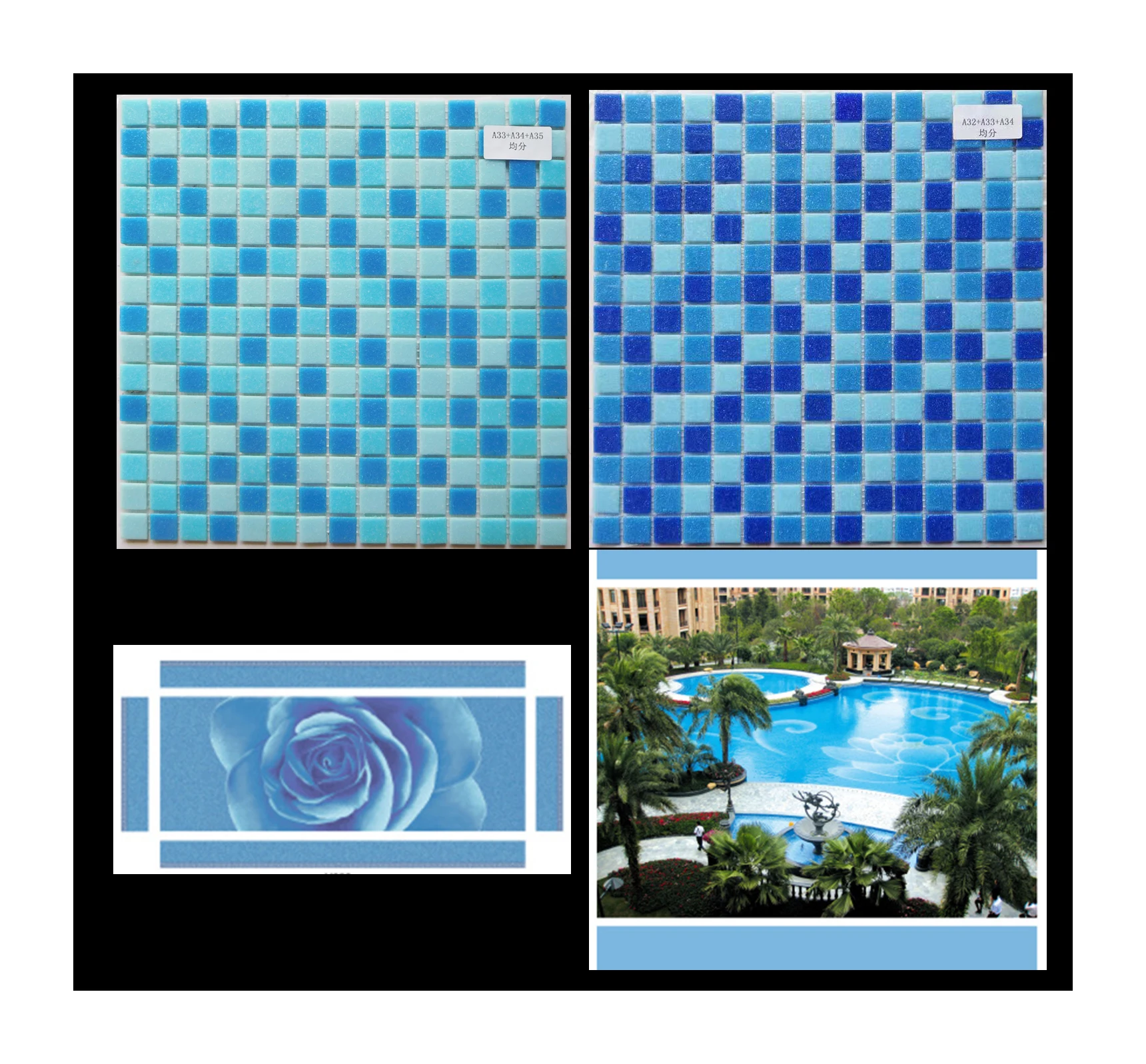 glass mosaic tiles for swimming pools Blue glass mosaic crystal glass mosaic tile  for pool