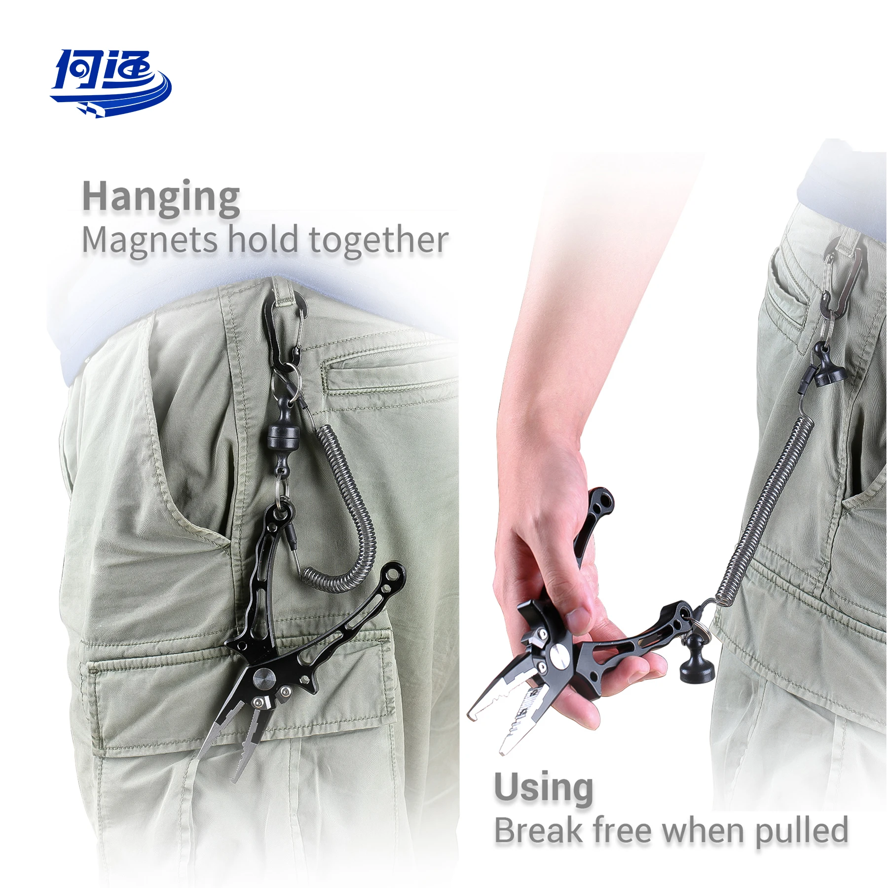 Break weight 2kg/4.5lb Fish Tackle Tools Strong Magnetic Net Quick Release Keychain Connector Clips Net Holder