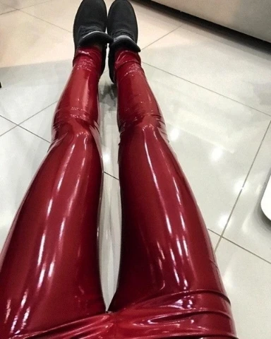 RTS popular High glossy mirror leather patent pu faux leather pants trousers