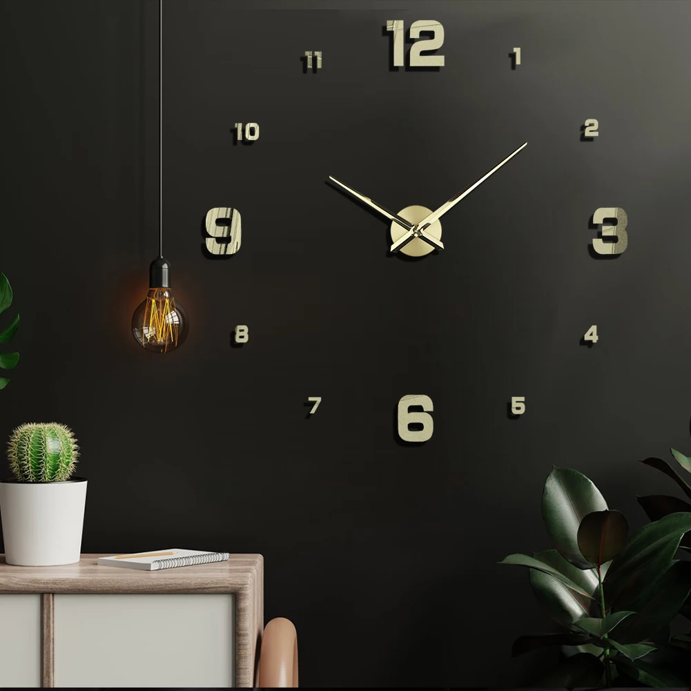 Large DIY 3D Numbers Acrylic Sticker Cheap Clock Wall Home Decorative Modern Big Clocks Wholesale