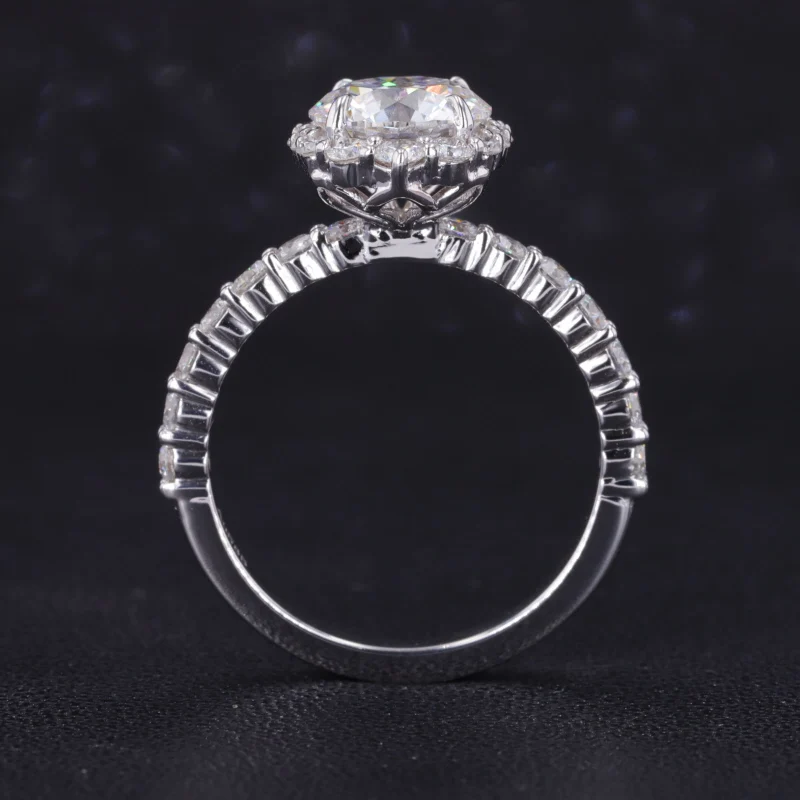 Classic 1.6ct round Brilliant Cut Lab-Grown Diamond Halo Ring 14k 18k Gold D VVS2 Synthetic IGI hpht Diamond Ring for Wedding