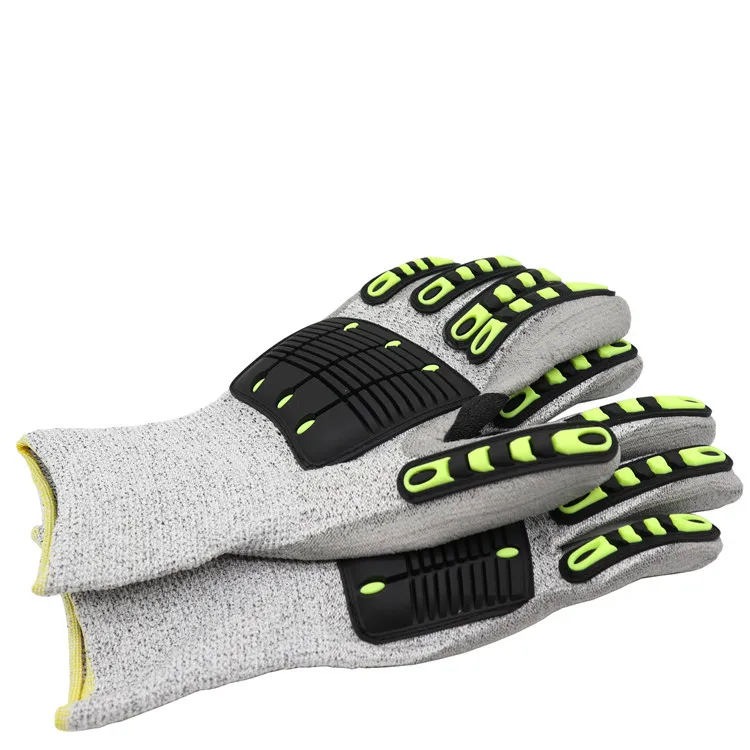 PU Cut Resistant Anti Vibration Shock Proof TPR Mechanic Impact Gloves Anti Cut Gloves