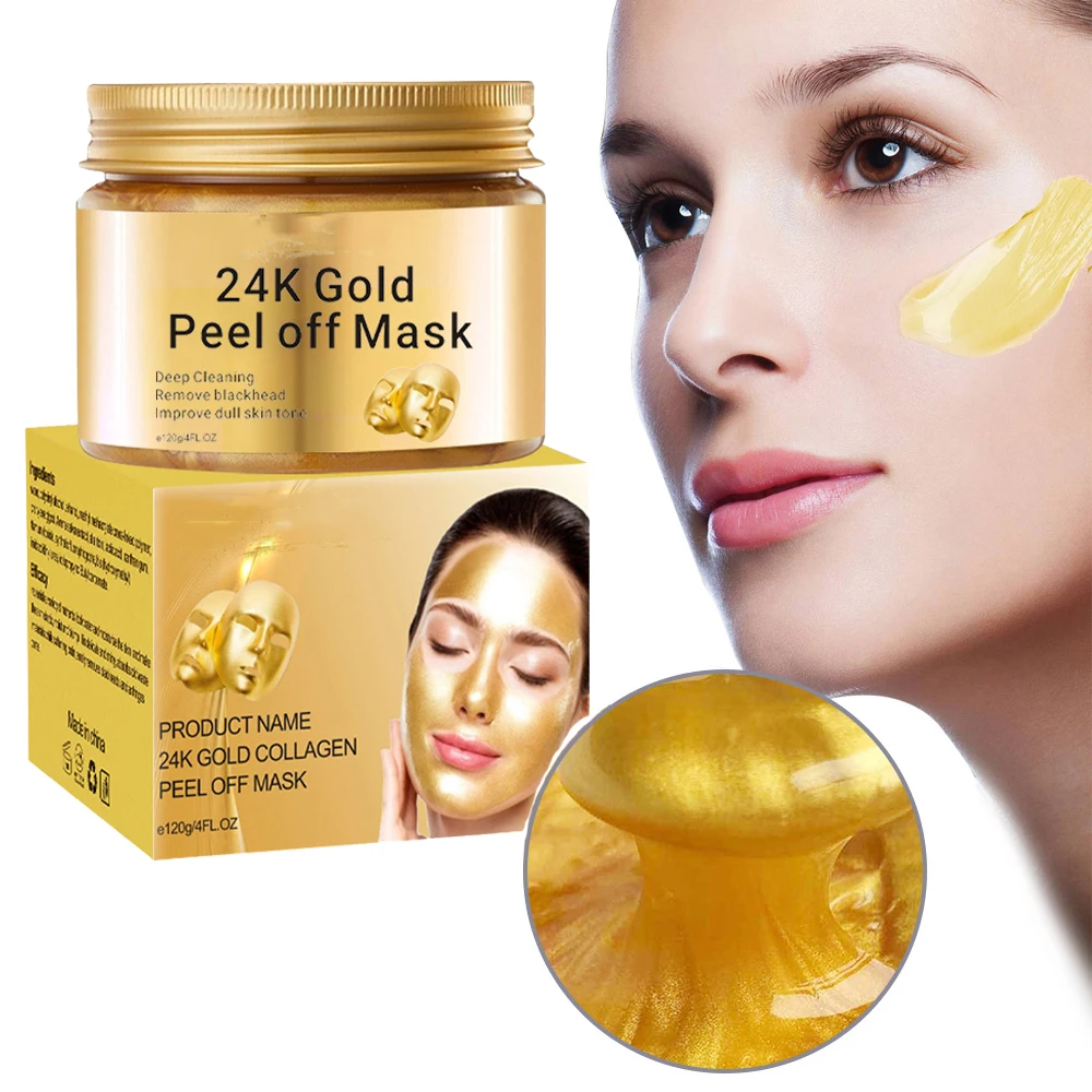Deep Cleansing Blackhead Remove Whitening Lifting Firming Skin Anti Wrinkle Golden Face Mask 24k Gold Collagen Peel Off Mask