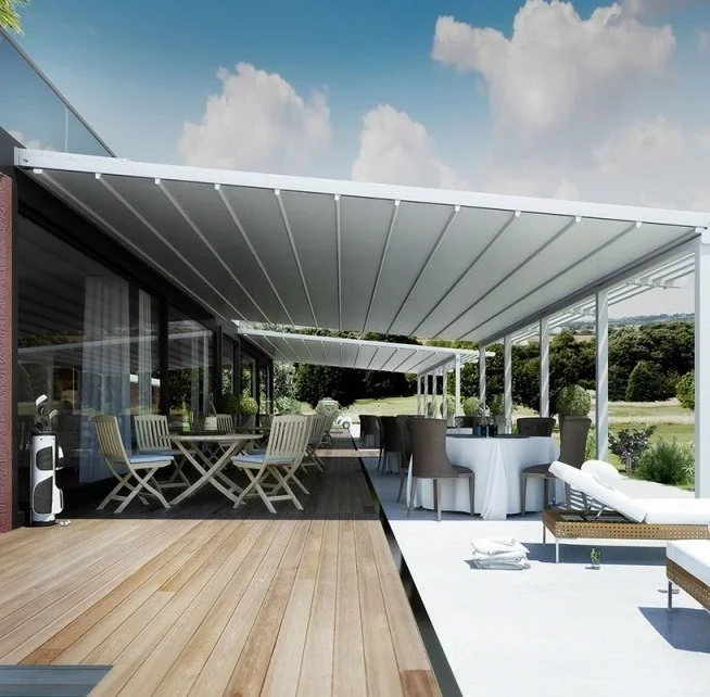 Cantilever Metal Garden Motorized Louvre Roof Screen Rollen Outdoor Aluminum Gazebos Pergola