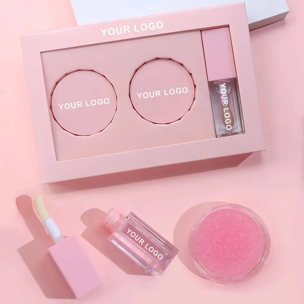 3 In 1 fruit flavor  lip mask scrub oil other organic lips care kit products wholesale private label with logo lip care set