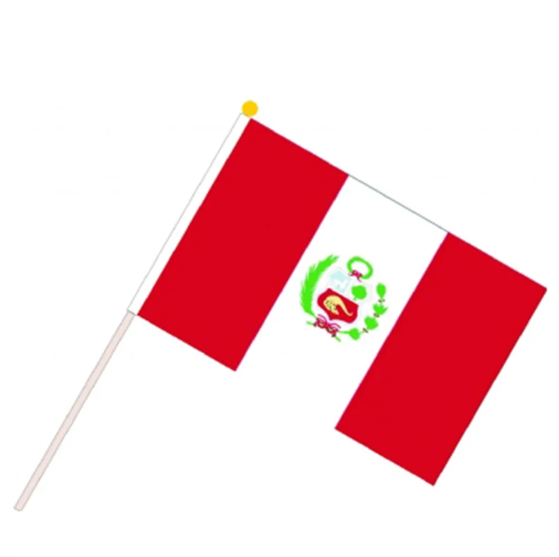 Peru Hand Held Stick Cloth Flags Safety Ball Hand National Flags minicustom flag