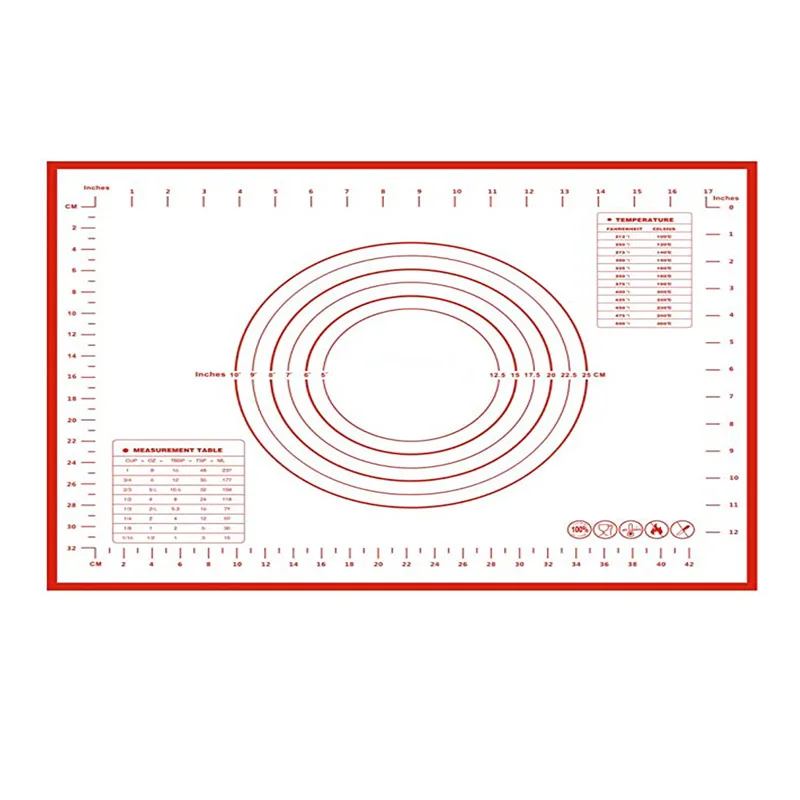 Large Silicone Pastry Mat Extra Thick Non Stick Baking Mat with Measurement Fondant Mat