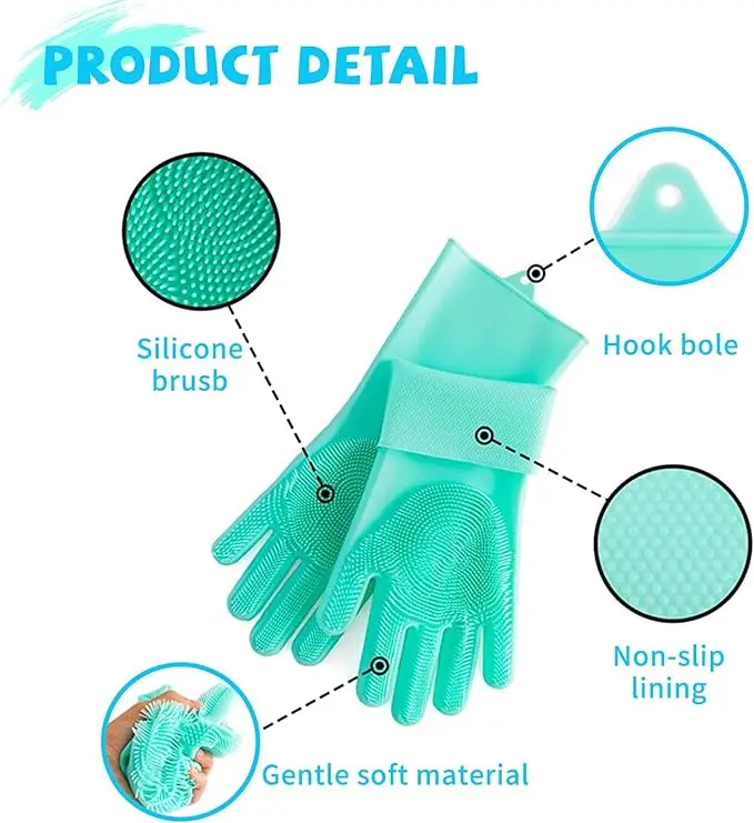 Non Slip Factory Direct sale Eco-Friendly Customized Silicone Washing reusable silicone gloves for dish washing
