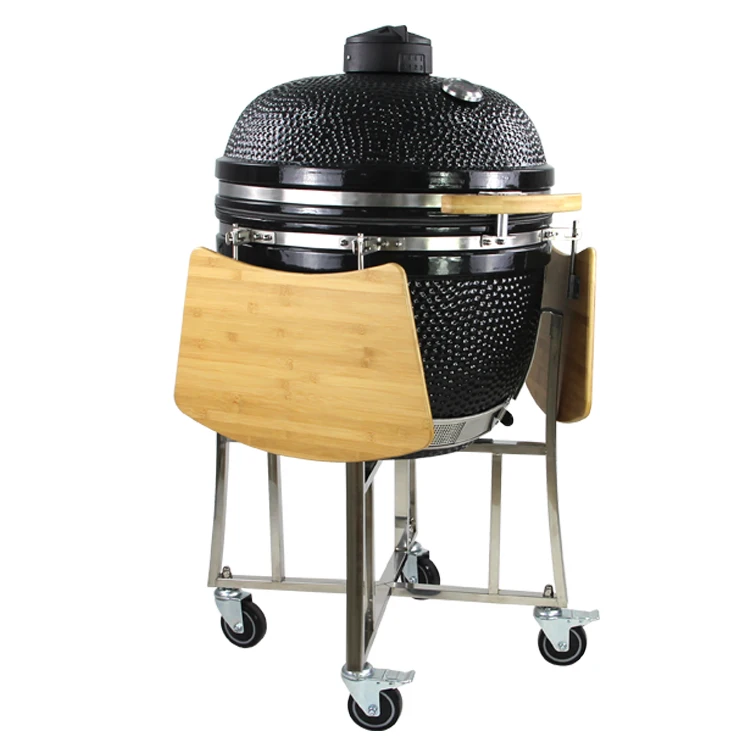 High Quality 2.5 thickness ceramic shell barbecue charcoal kamado in Black