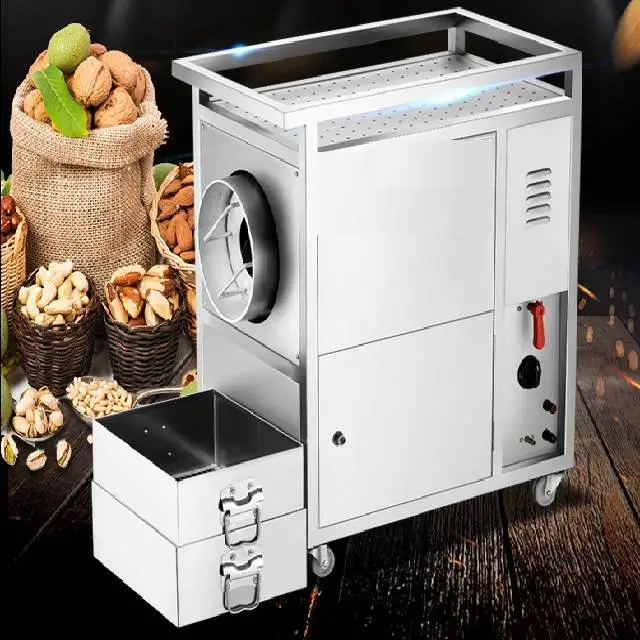 Высококачественная электрическая нагревательная двухслойная машина для обработки каштана арахиса и сосны с плоским дном