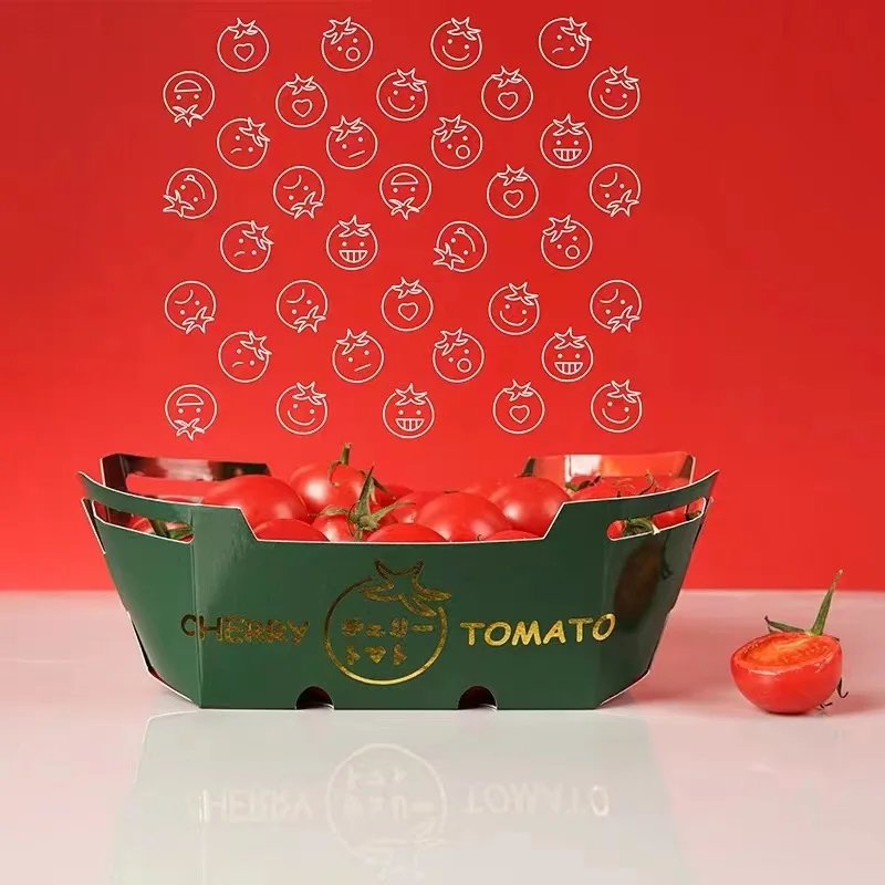 Wholesale Custom Printed Fancy Furit Vegetable Cardboard Paper Boat Tray With PET Lid