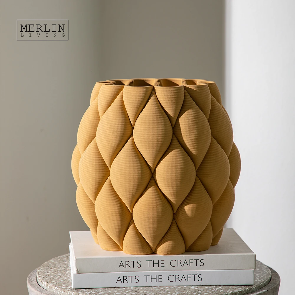 Merlin Living 3D Printing Vase Abstract Lemon Mango Stacked High Difficulty Ceramic Vase Crafts Chaozhou Ceramic Factory OEMODM