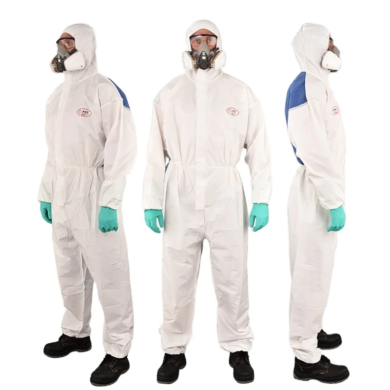 White Non Woven Dust-proof Working Garment SMS Anti Static Jumpsuit Protective Overalls Type 5/6 Industrial SMS+PE Suits